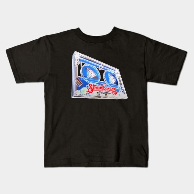 Strawberries Records & Tapes - 3D Cassette Mechanism Kids T-Shirt by RetroZest